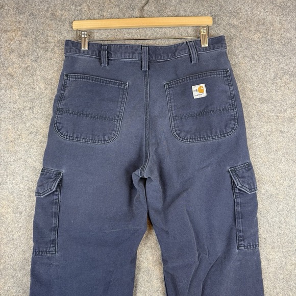 Carhartt FR Cargo Pants Mens 33x30 Blue Flame Resistant Canvas CAT 2 Workwear - Picture 4 of 9